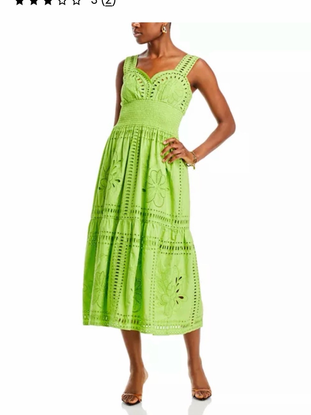 Rails Lime Eyelet Smocked Midi Dress - Picture 3 of 8